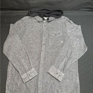 Vans Charcoal and Gray Hooded Shirt